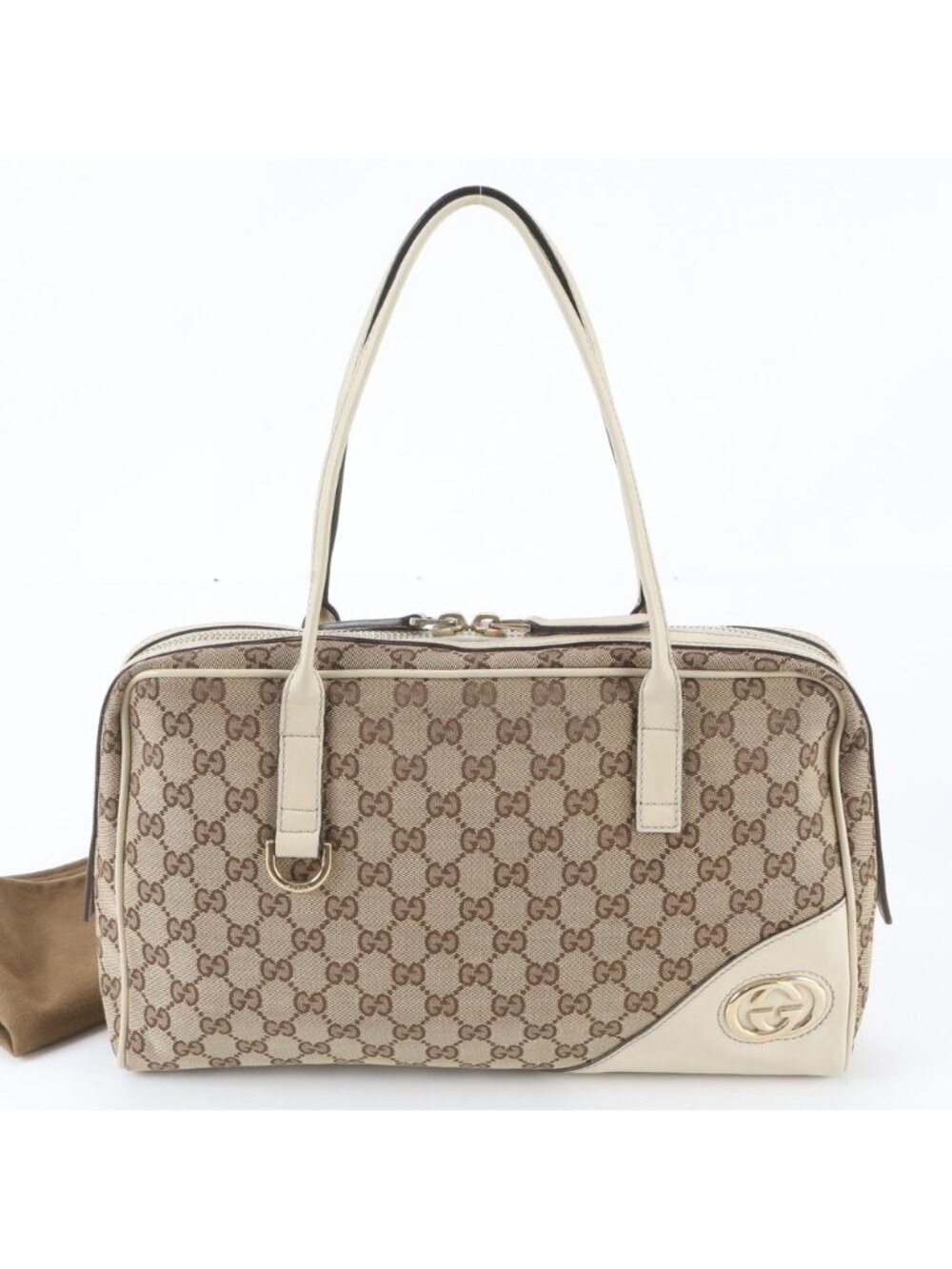 Gucci GG Canvas New Brit Leather Tote